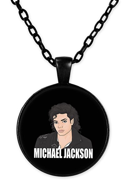 herotasarım قلادة مايكل جاكسون بسلسلة سوداء - Bll1564