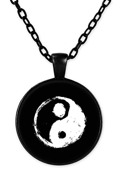 herotasarım Yin Yang Siyah Zincirli Kolye Bll2773