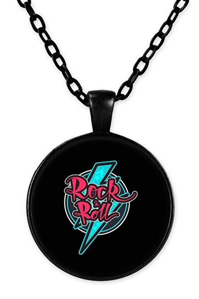 herotasarım قلادة روك رول بسلسلة سوداء - Bll1616