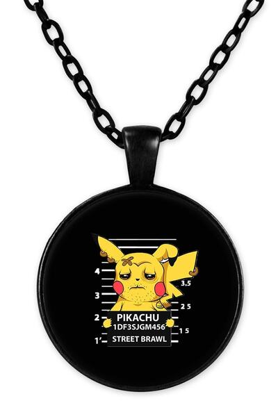 herotasarım قلادة بسلسلة سوداء منقوشة من بيكاتشو - سجين Bll3490