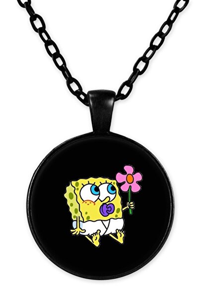 herotasarım قلادة سلسلة سبونج بوب باللون الأسود Bll2989