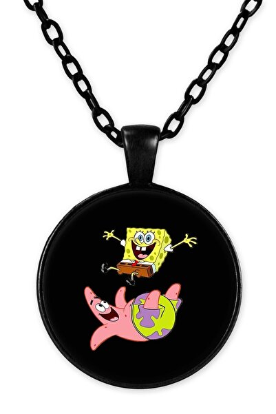 herotasarım قلادة سلسلة سبونج بوب باللون الأسود Bll3422