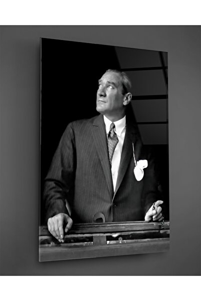 TAULART Pictură pe sticlă în tendințe Ataturk alb-negru