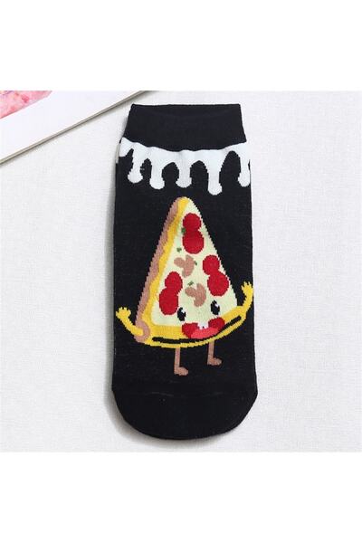 çorapmanya 5 Pairs New Funny Happy Cartoon Foods Series Pizza Fries Hamburger Cola Hot Dog Pattern