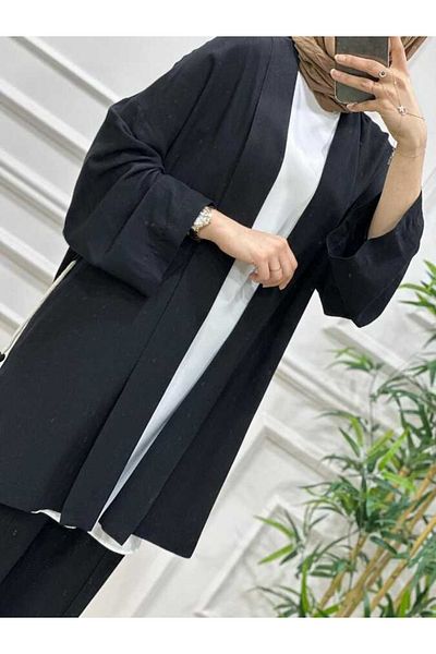 azzebutik 5440 Aysu Linen Set K80 Black