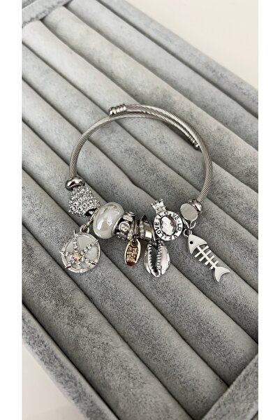 SU PERİSİ TAKI BİJUTERİ Beyaz Deniz Yıldızı Ve Balık Model Bileklik