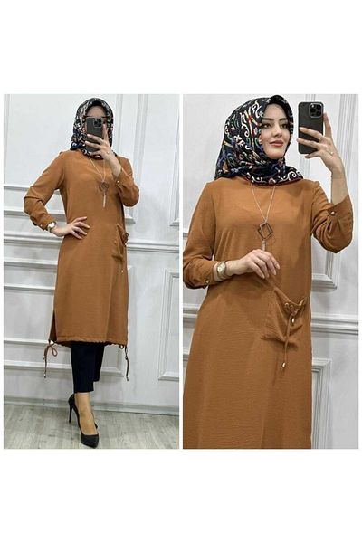 azzebutik 8260 Butterfly Tunic K25 Tan
