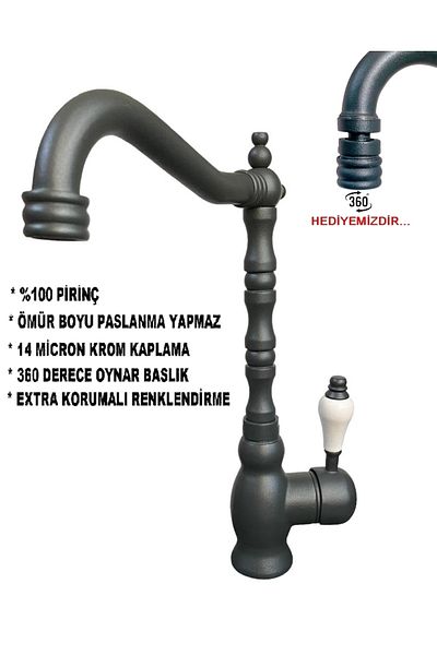 Class Armatür Antique Anthracite Sink Faucet