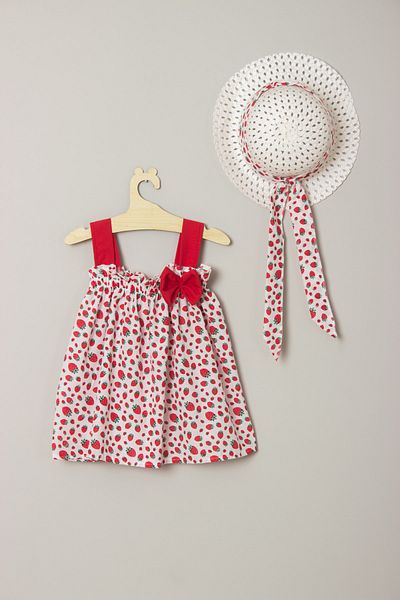 ADABEBEK New Season - Strawberry Dress with Ribbons and Bow