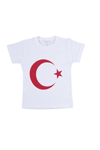 By Cwhr Μπλουζάκι από 100% βαμβάκι Crescent Star με τουρκική σημαία, κοντομάνικο μπλουζάκι με στάμπα μισοφέγγαρου, παιδικό μπλουζάκι 23 Απριλίου