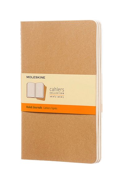 Moleskine Cahier Large 3-Piece Lined Journal Notebook, 13x21cm