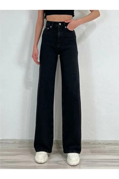 SANTA BELLA Olesya Black Palazzo Jean Γυναικείο τζιν παντελόνι με φαρδύ πόδι ...