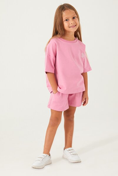 U.S. Polo Assn. Base. Polo Assn Plain Open Naive Pink Girls Shorts Set
