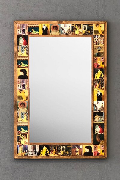 Oscar Stone Decor Masif Çerçeveli Mozaik Taş Ayna 43 cm X 63 cm Osman Hamdi D...