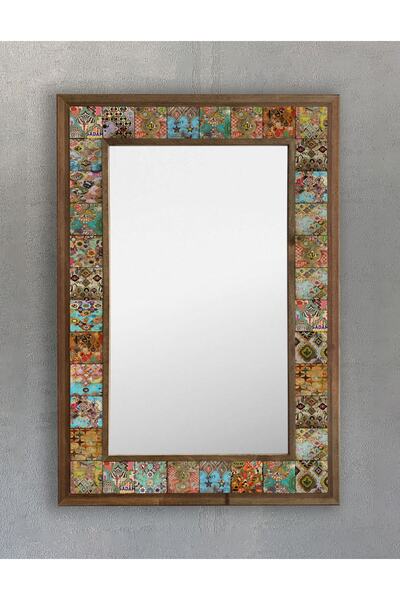 Oscar Stone Decor Masif Çerçeveli Mozaik Taş (doğal-mermer) Ayna 43 cm X 63 c...