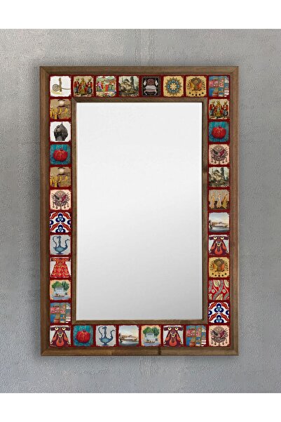 Oscar Stone Decor Masif Çerçeveli Mozaik Taş (doğal-mermer) Ayna 43 cm X 63 c...