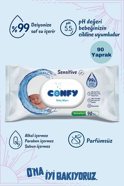 Confy Sensitive Special Wet Wipes for Babies 90 Sheets