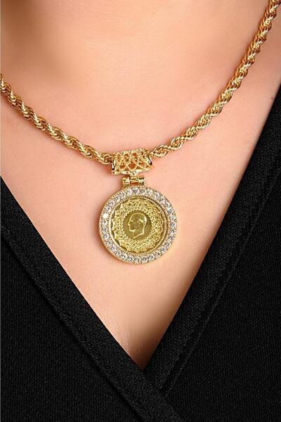 aytekgold 22 Ayar Çeyrek Altınlı Halat Kolye