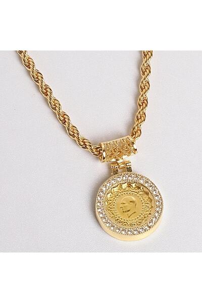 aytekgold 22 Ayar Çeyrek Altınlı Halat Kolye