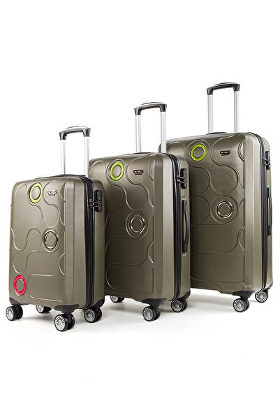 ÇÇS 5237 Unisex Ultra Light Kabin, Orta Ve Büyük Boy 3'lü Valiz Seti
