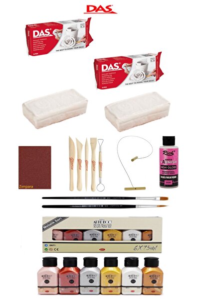 GLANCE Das Beyaz Seramik Kili 2x500gr Artdeco Akrilik Boya 6x75 Ml Metalik Renkler