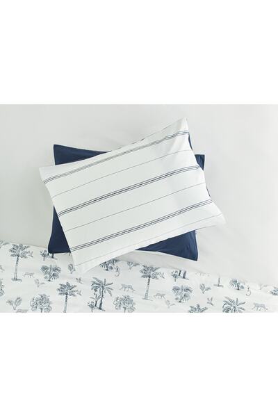 English Home Față de pernă din bumbac bleumarin Wild Palms 50x70 cm - Set de 2