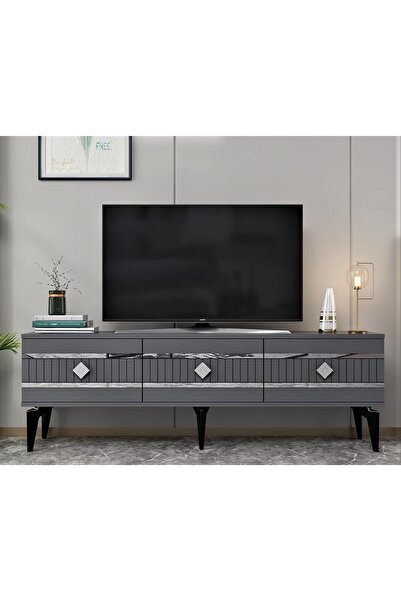 DEMONTE DECOR 150 Cm Lenora Tv Ünitesi,tv Stand Antrasit-gümüş