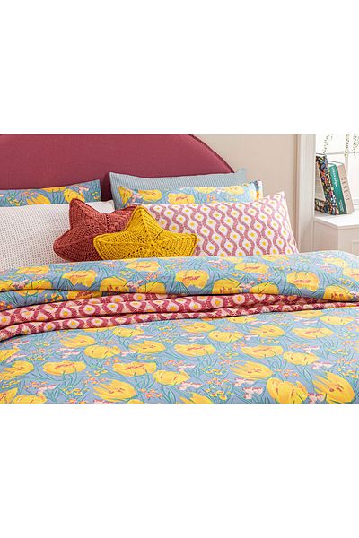 English Home Tulip Paradise Easy-Iron Husă pilotă 160x220 Cm Albastru