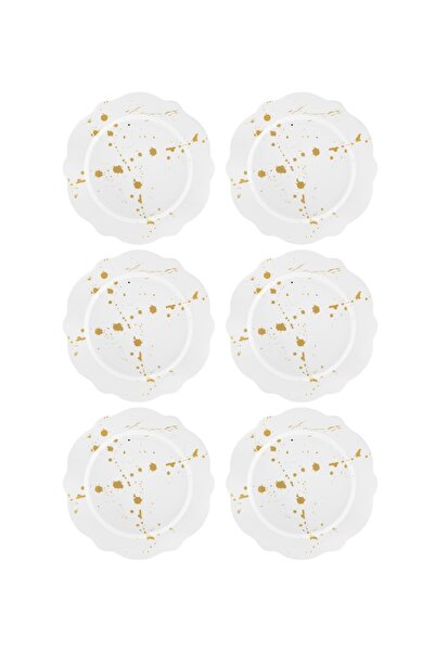 The Mia Splash 6'lı Porselen Pasta Tabağı 21 cm