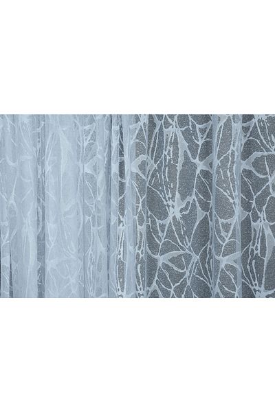 AKÇA TEKSTİL Off-White Marble Model - Single Wing, Pleated Background Curtain 300*260 Cm