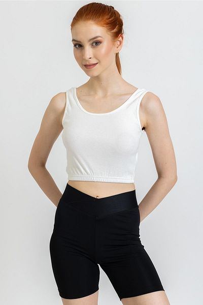 GİYSA Women's Skirt Elastic Camisole Crop Tank Top Ecru - 20595