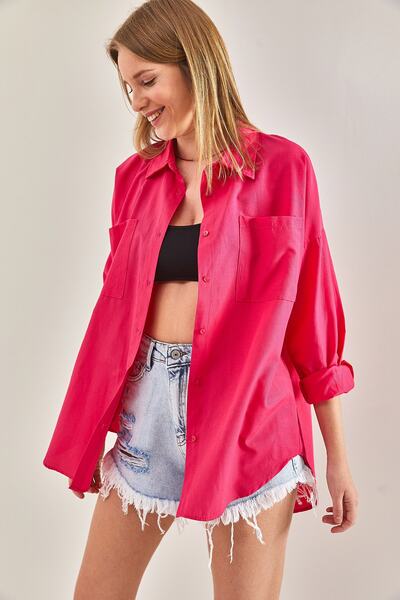 Bianco Lucci Women's Double Pocket Basic Terikoton Shirt