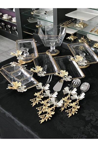 Santara Avangarde Special Design Magnificent Set with Butterfly, 5 Presentation Dishes and 1 Service Set