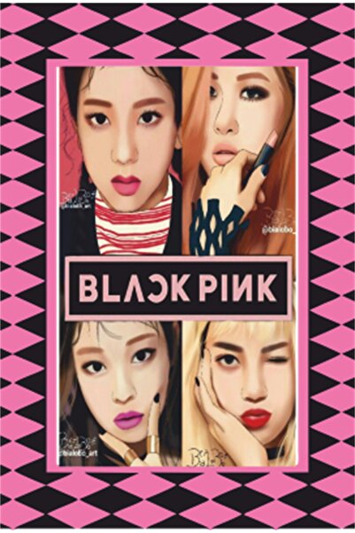 Hayat Poster ملصق خشبي قديم بمظهر إطار أسود ووردي من K-pop-24