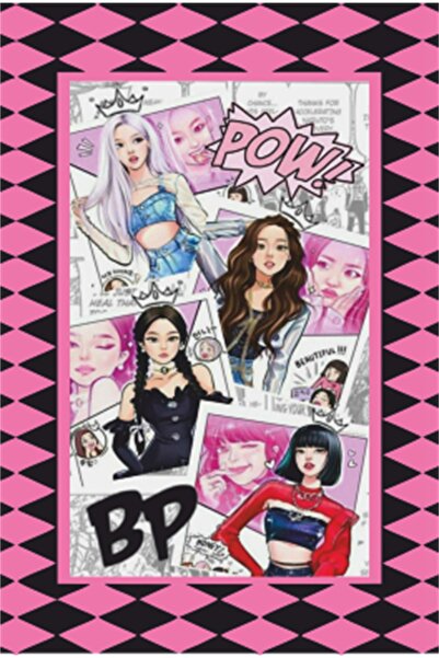 Hayat Poster K-pop Black Pink Çerçeve Görünümlü Retro Ahşap Poster-26