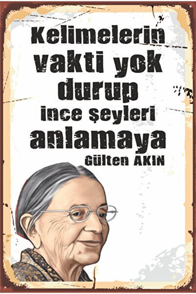 Hayat Poster Gülten Akın Ποιητική Λογοτεχνία - Ρετρό Ξύλινη Αφίσα