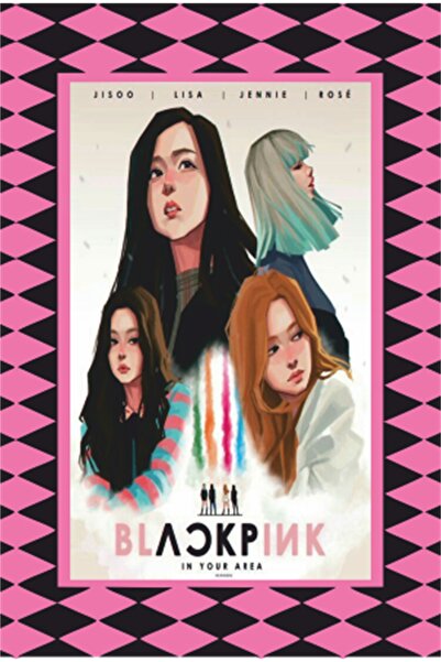 Hayat Poster ملصق خشبي قديم بمظهر إطار أسود ووردي من K-pop-11