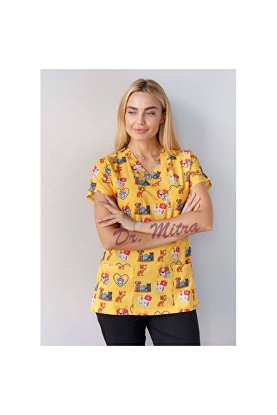 Dr. Mitra منقوشة ليكرا (مرنة) نموذج كم الخفافيش الجراحية أعلى واحد، طبيب بيطري