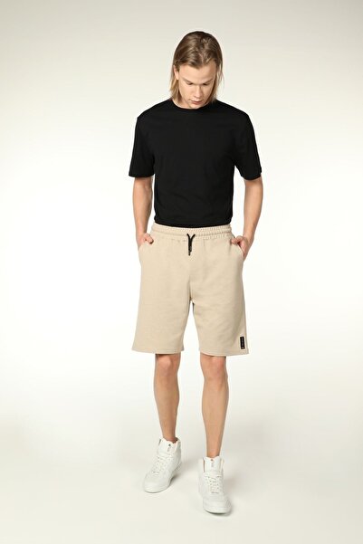 defys Erkek Beli Lastikli Cepli Etiket Detaylı Regular Fit Şort Bej