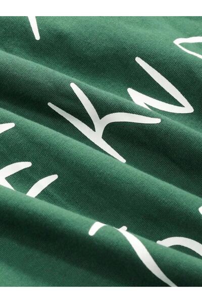 AFROGİYİM Women's Green Hey You Be Printed Oversize T-shirt