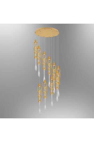 Özcan Aydınlatma 2710-10a Buz 10'lu Sarkıt Sarı