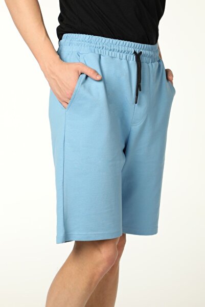 defys Erkek Beli Lastikli Cepli Etiket Detaylı Regular Fit Şort Mavi
