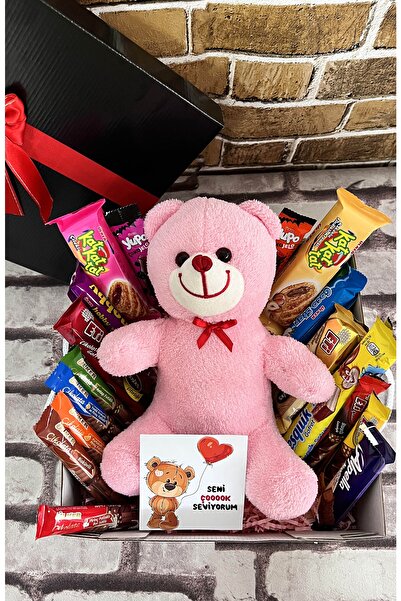 lenostra Pembe Ayıcıklı Ve Bol Çikolatalı Dogum Gunu Hediye Seti