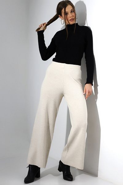 Devinka Women's Stone Elastic Waist Knitwear Trousers