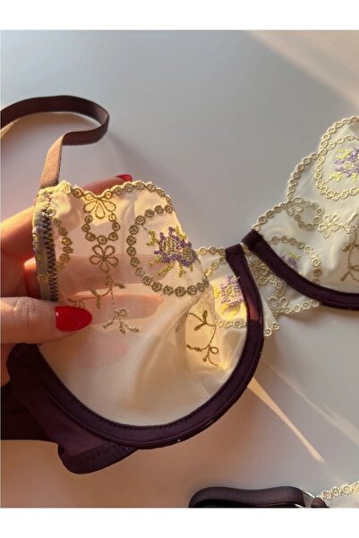 Cillop Дамски дантелени бикини с флорален мотив и дизайн на низ