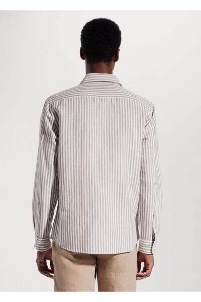 MANGO Man Gestreiftes Slim Fit-Hemd aus Leinen