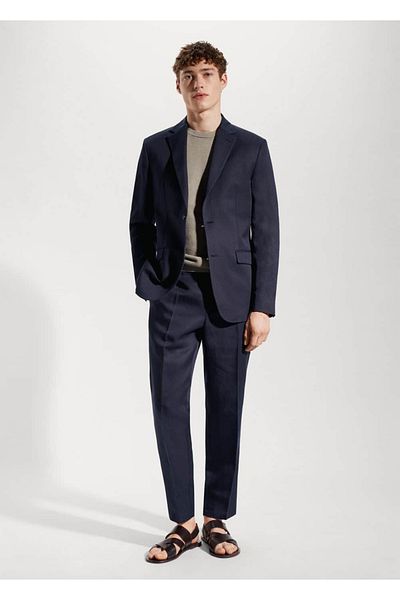 MANGO Man Μπουφάν Blazer από λινό κοστούμι