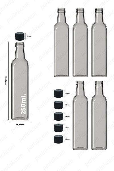 parlakcam Zeytinyağı Şişesi Şeffaf Cam Şişe 250ml Maraska Yağdanlık Yağlık Si...
