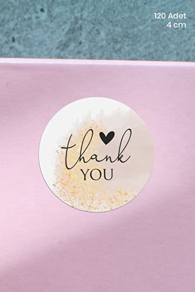 Özer Store 120 Adet Teşekkür Ederiz Yazılı Yuvarlak Yapışkanlı Ürün Paket Eti...