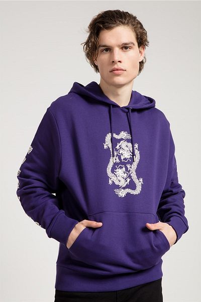 JAHR MARC Ανδρικό φούτερ με στάμπα Dragon Purple Oversize